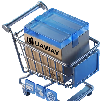 Кошик для покупок із коробкою UAWAY — викуп та доставка товарів з Китаю